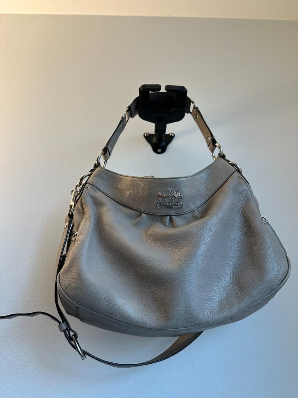 Coach Madison Y2K Gray Leather Medium Sized 2-Way Bag with Silver Hardware